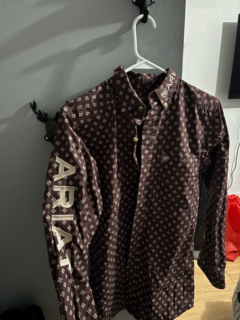 Ariat Burgundy Patterned Fitted Button-Up Shirt